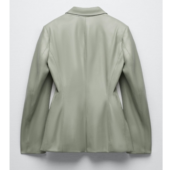 NWT Zara Balmain Style Leather Blazer Jacket - Picture 4 of 4